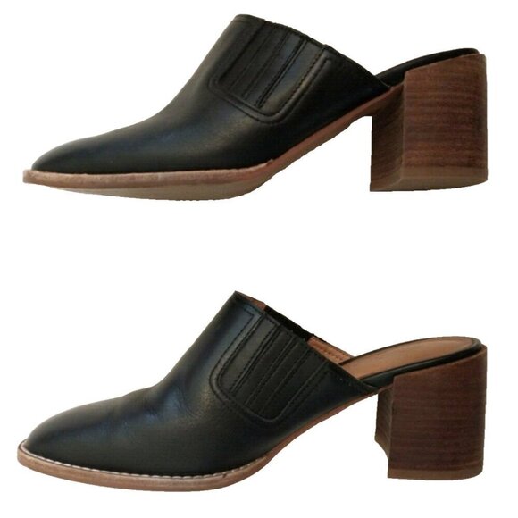 MADEWELL The Carey Mule Black Leather Block Heel Square Toe Womens - Size 8 - Picture 1 of 7